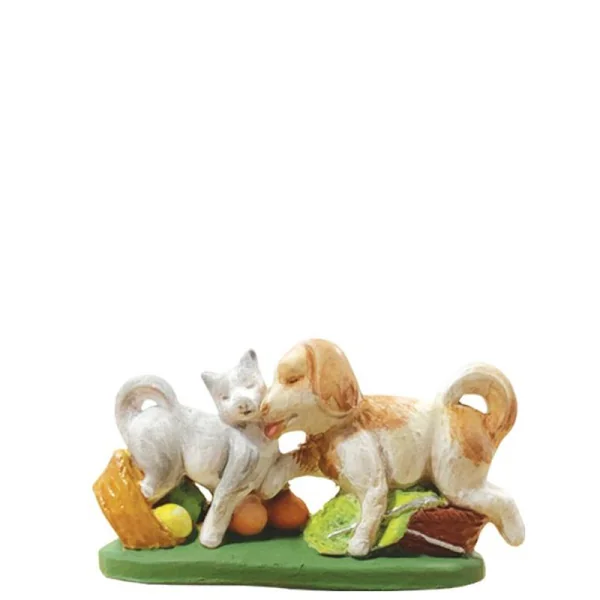 Animal de crèche de Noël chien et chat Santons Escoffier - 5,2 x 1,9 x 2,8 cm