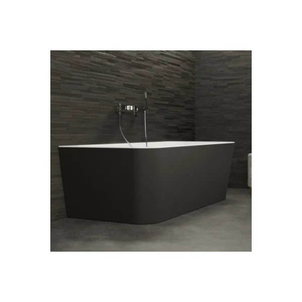 Baignoire semi-îlot murale Mint 180x81 cm, noir et blanc, By Spalina