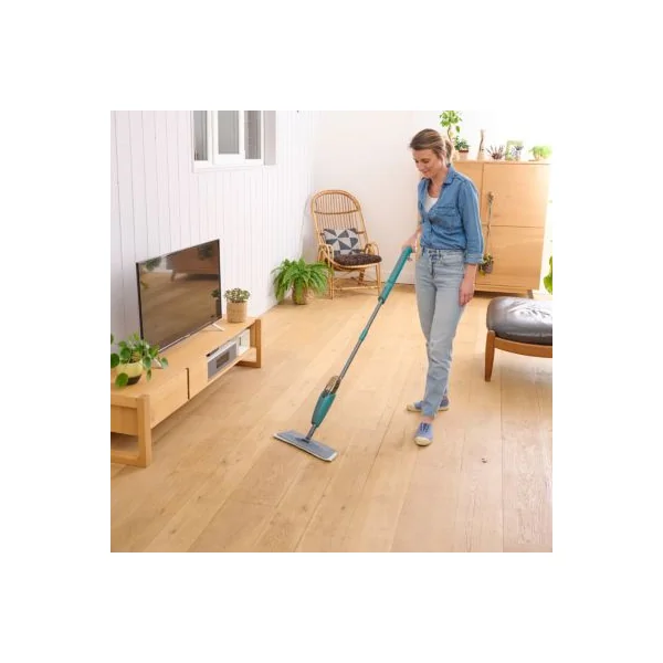 Balai serpillère microfibre avec vaporisateur GoodHome gris et bleu L.124 x l.12 cm