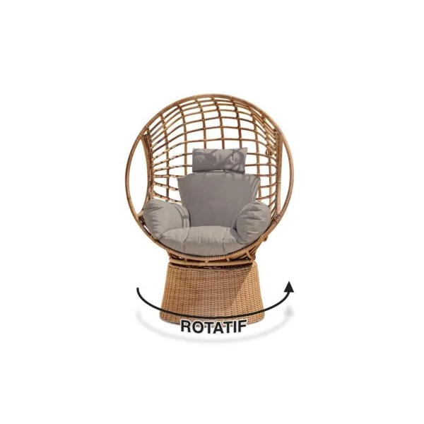 Balancelle de jardin Borabora Paris Garden résine tressée marron L 110 x l 87 x H 153 cm