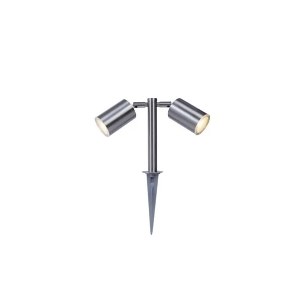 Balise à piquer double Candiac LED intégrée 760lm IP44 GoodHome chrome