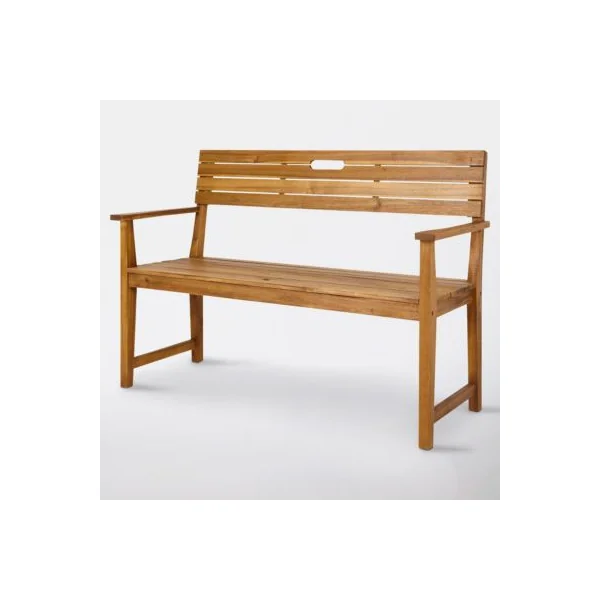 Banc de jardin en acacia avec accoudoirs et dossier L.128,5 x H.89,7 x P.57 cm, GoodHome Denia