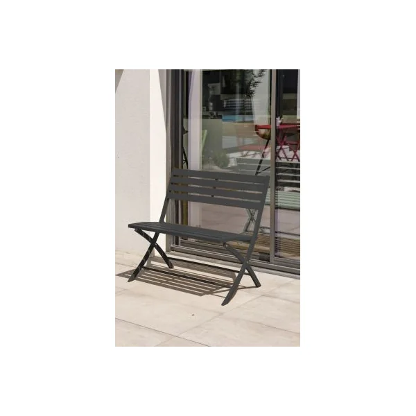 Banc de jardin pliant Marius aluminium noir l.95 cm City Garden