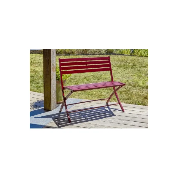 Banc de jardin pliant Marius aluminium rouge carmin l.95 cm City Garden