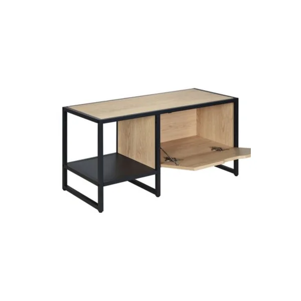 Banc range chaussures en métal noir et bois avec rangement l. 90 cm Homesight Wilko