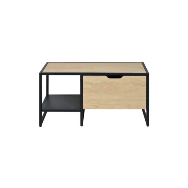 Banc range chaussures en métal noir et bois avec rangement l. 90 cm Homesight Wilko