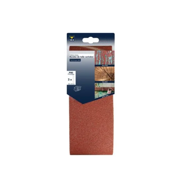 Bande abrasive pour ponçeuse grain 80 Sea L.61 x l.10 cm lot de 3 pièce(s)