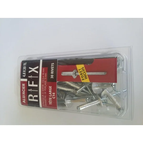 Blister Rivet Alu/Acier Ø4,8X20mm TL +Foret