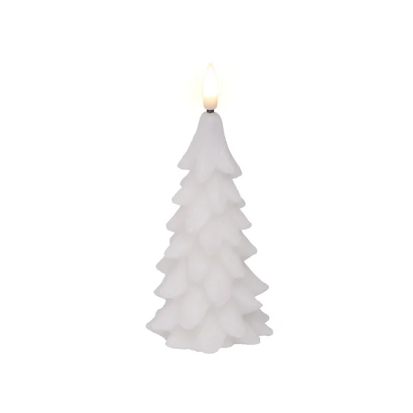 Bougie sapin blanc imitation cire à LED blanc chaud pour intérieur - Ø 7 x H 15,5 cm