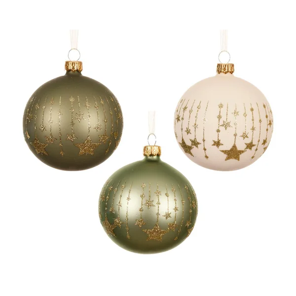 Boule en verre mate avec décor étoiles - Ø 8 cm