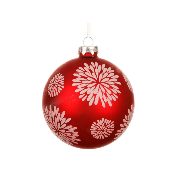 Boule en verre mate rouge avec décor feu d’artifice - Ø 10 cm