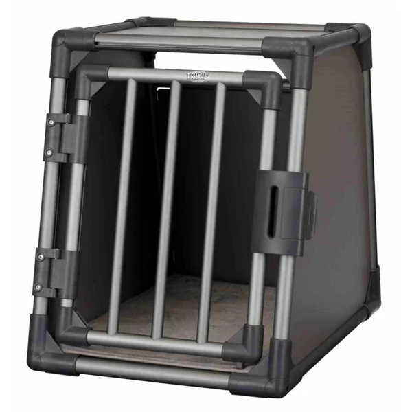 Box de transport pour chien en aluminium coloris gris graphite Trixie - 48 x 56 x 61 cm
