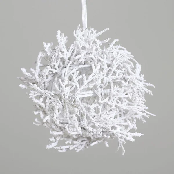 Branche décorative forme boule enneigée blanche - Ø 27 cm