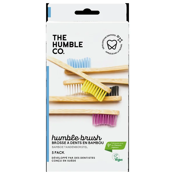 Brosse à dents en Bambou Soft The Humble Co. - Pack famille de 5 couleurs
