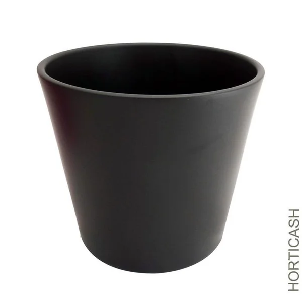 Cache-pot en céramique coloris anthracite Fresh - Ø 14,5 x H 12 cm