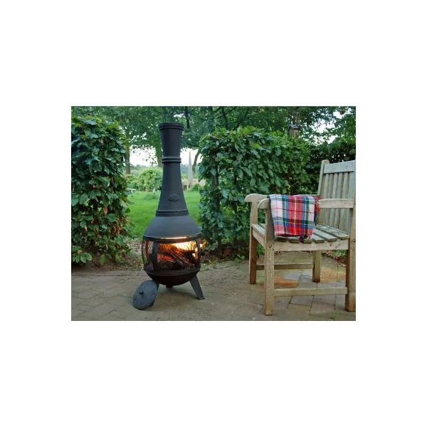 Cheminée d'extérieur poêle de terrasse avec porte grillagée Esschert Design