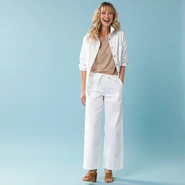 Chemise en denim Spécial Petite, coupe loose , blanc