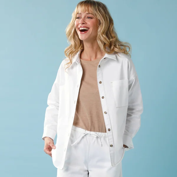 Chemise en denim Spécial Petite, coupe loose , blanc