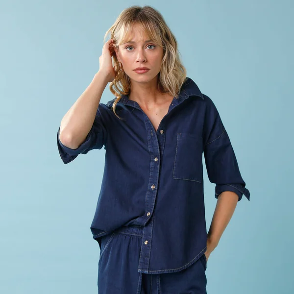 Chemise en denim Spécial Petite, coupe loose , brut
