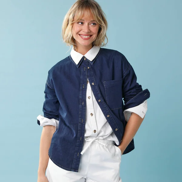 Chemise en denim Spécial Petite, coupe loose , brut