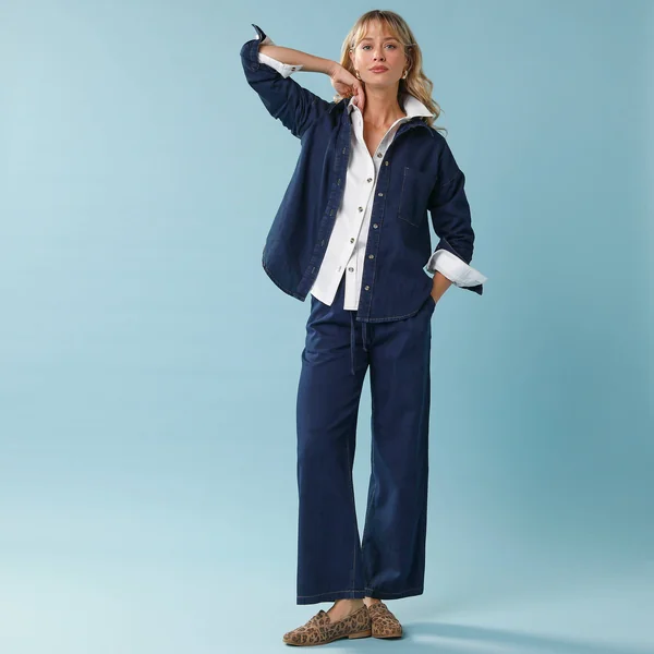 Chemise en denim Spécial Petite, coupe loose , brut