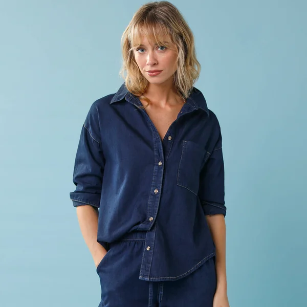 Chemise en denim Spécial Petite, coupe loose , brut