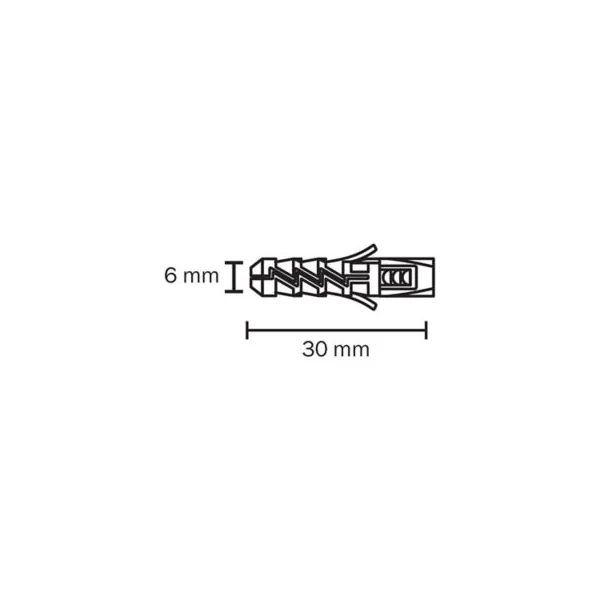 Cheville pour murs pleins vendue par 30 Diall en nylon Ø.6 x L.30 mm