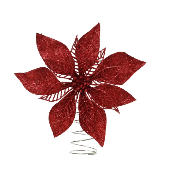 Cimier forme poinsettia en plastique rouge - 2 x 22 x 22 cm