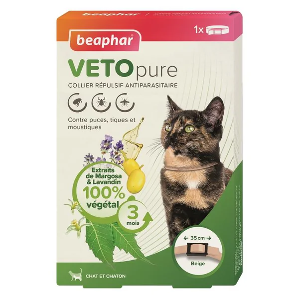 Collier pour chat insectifuge beige Beaphar Vetopure