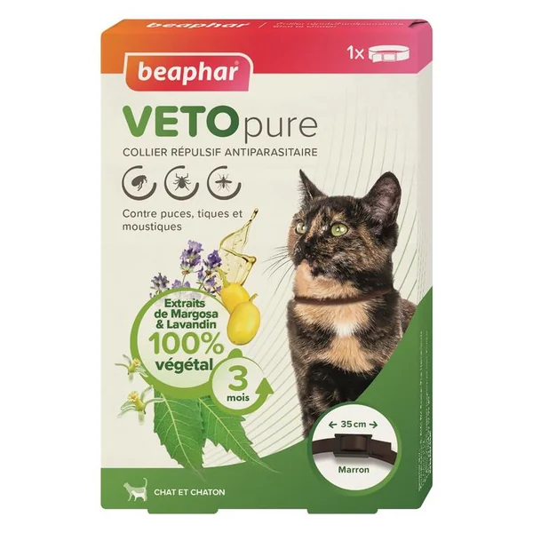 Collier pour chat insectifuge marron Beaphar Vetopure