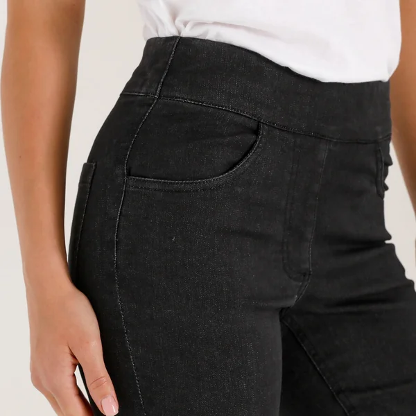 Corsaire fuselé ultra stretch, maille effet jean, black