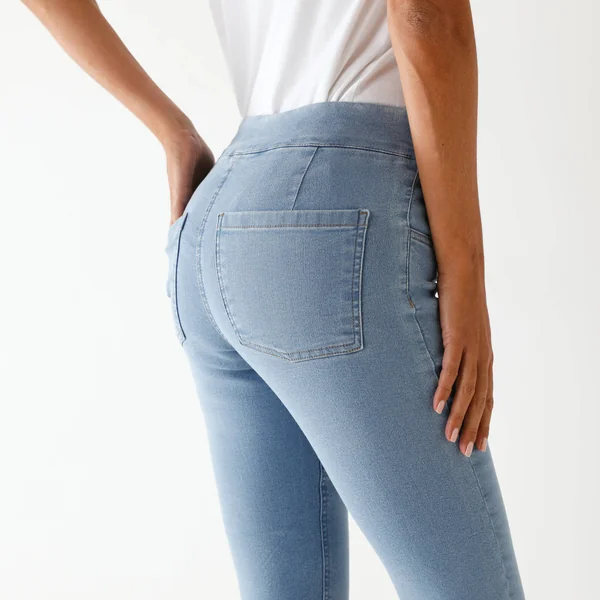 Corsaire fuselé ultra stretch, maille effet jean, bleached