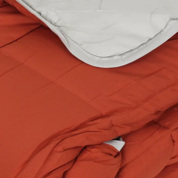Couette hiver 200x200 cm COCOON BICOLORE Gingembre/Galet garnissage fibre polyester 400 g/m2