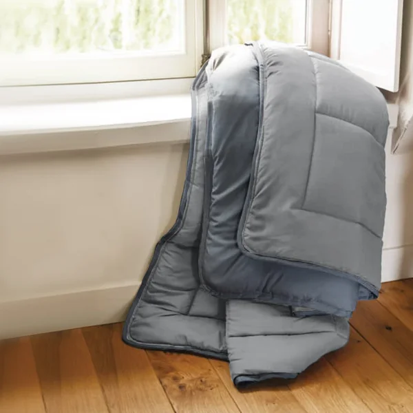 Couette hiver 260x240 cm COCOON BICOLORE Acier/Argent garnissage fibre polyester 400 g/m2