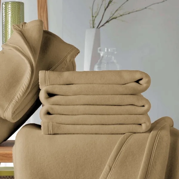Couverture polaire 180x220 cm 100% Polyester 350 g/m2 TEDDY Marron Sable