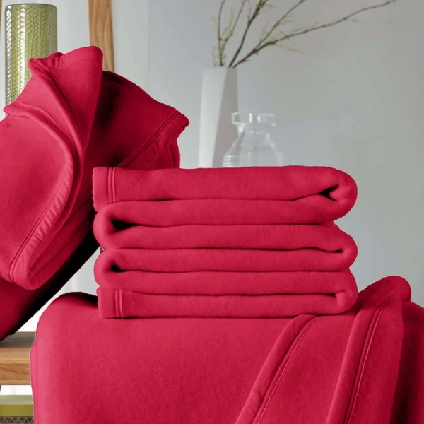 Couverture polaire 180x220 cm 100% Polyester 350 g/m2 TEDDY Rouge Framboise