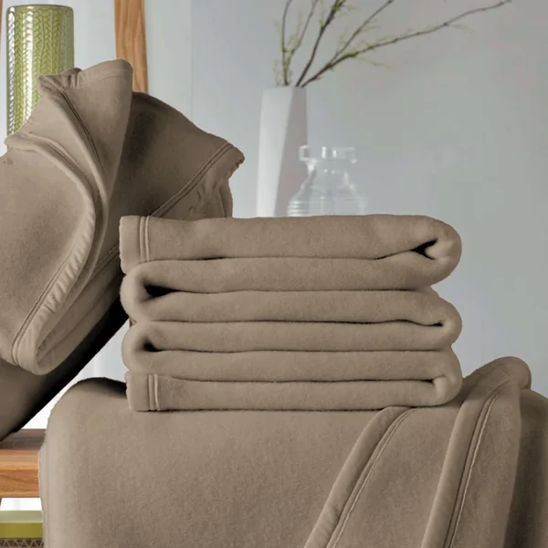 Couverture polaire 240x300 cm 100% Polyester 350 g/m2 TEDDY Marron Taupe