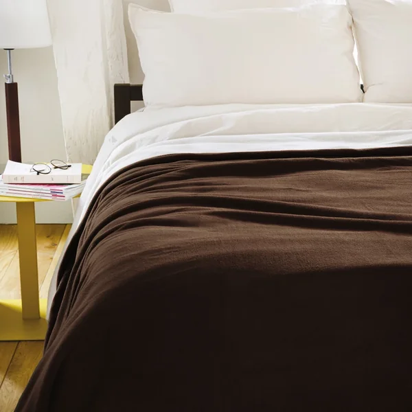 Couverture polaire luxe 180x220 cm 100% polyester 430 g/m2 NARVIK Marron Chocolat