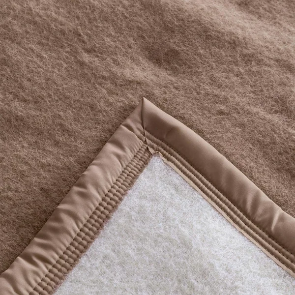 Couverture pure laine vierge Woolmark 500g/m², VOLTA 180x240 cm Marron Chamois