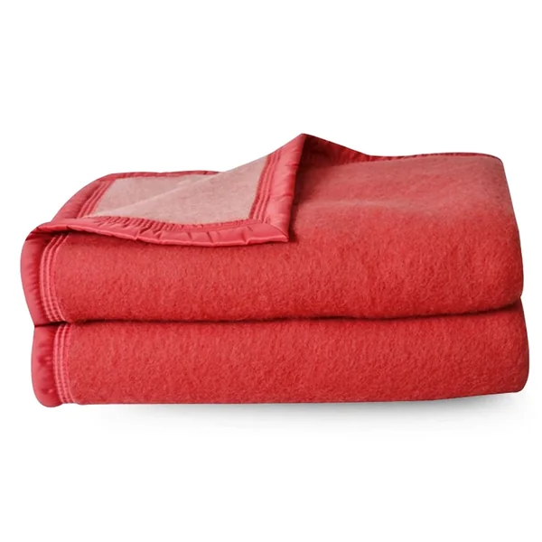 Couverture pure laine vierge Woolmark 500g/m², VOLTA 220x240 cm Rouge Bois de rose