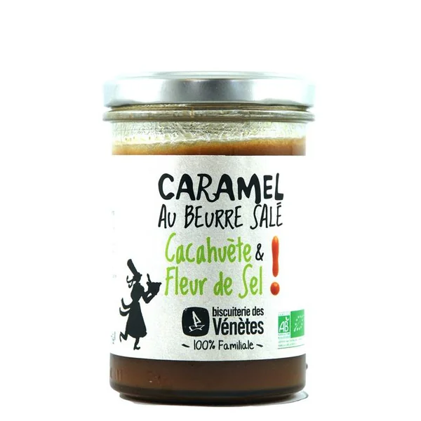 Crème de caramel cacahuète fleur de sel bio. Le pot de 220 g