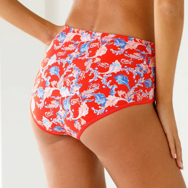 Culotte coton forme maxi imprimée fleurs - lot de 7 , bleu / rouge