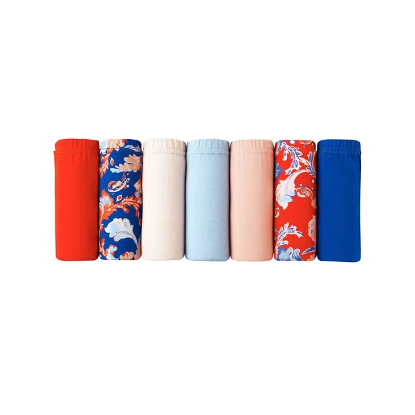 Culotte coton forme maxi imprimée fleurs - lot de 7 , bleu / rouge