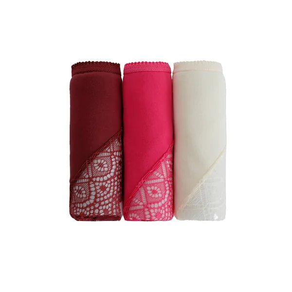 Culotte forme maxi coton uni stretch et dentelle - lot de 3, prune + fuchsia + ivoire