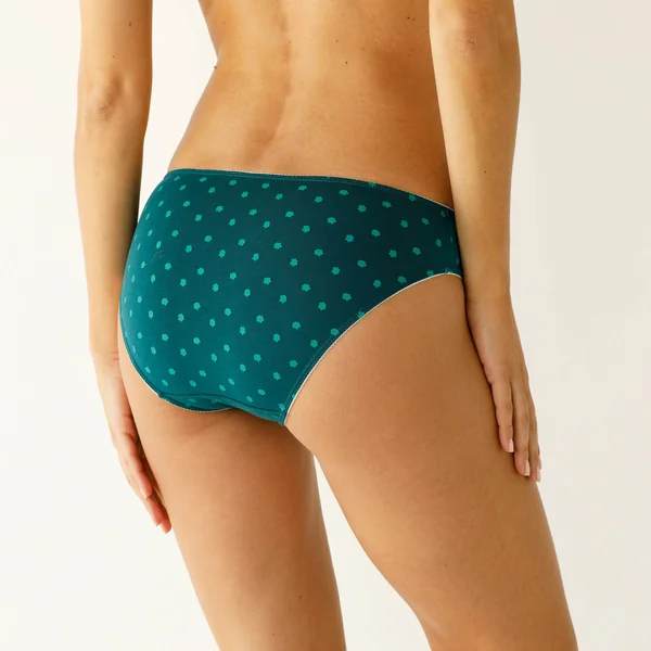 Culotte forme midi coton stretch imprimé "fleurs" - lot de 4, bleu / vert