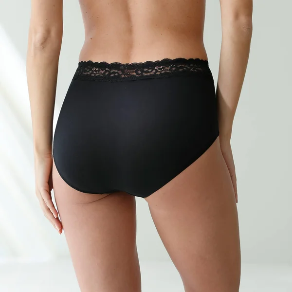Culotte supermaxi coton stretch ceinture dentelle - lot de 2, noir