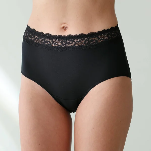 Culotte supermaxi coton stretch ceinture dentelle - lot de 2, noir