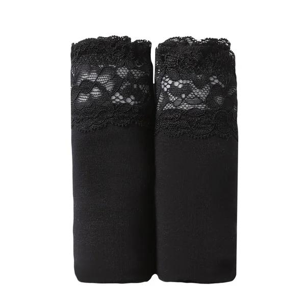 Culotte supermaxi coton stretch ceinture dentelle - lot de 2, noir