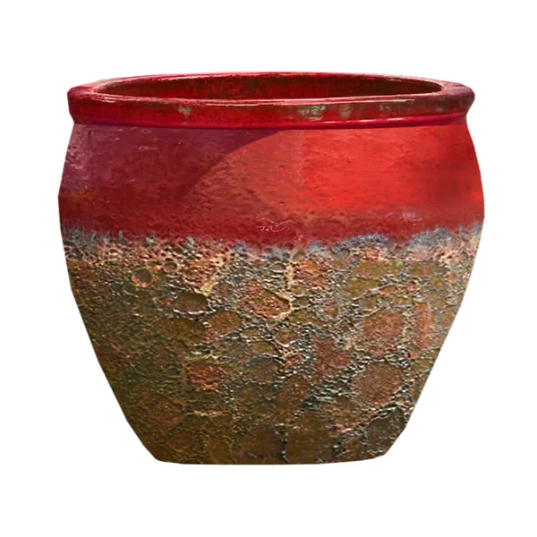 Cuvier en grès émaillé old rouge Decolines Leon - Ø 50 x H 49 cm