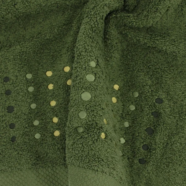 Drap de bain 100x150 cm 100% coton 550 g/m2 PURE POINTS Vert Kaki